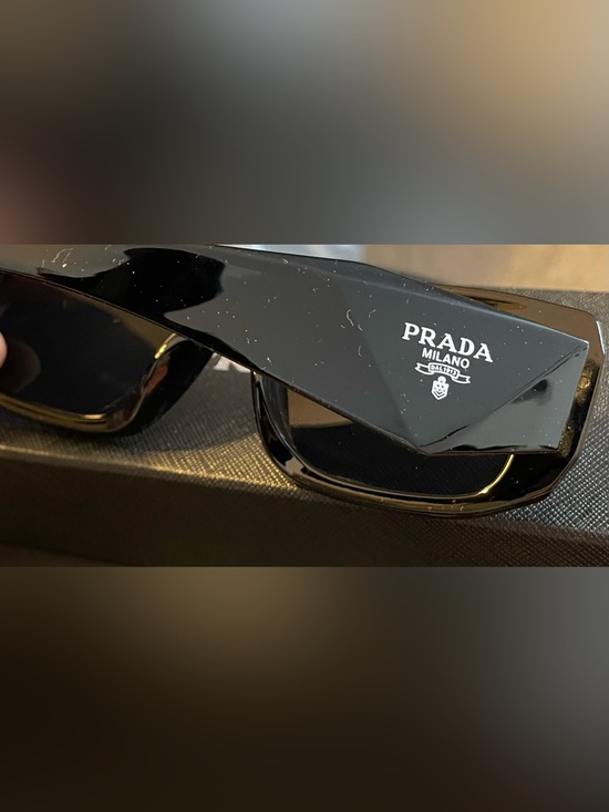 Prada Glossy Black Rectangular Sunglasses main image 4
